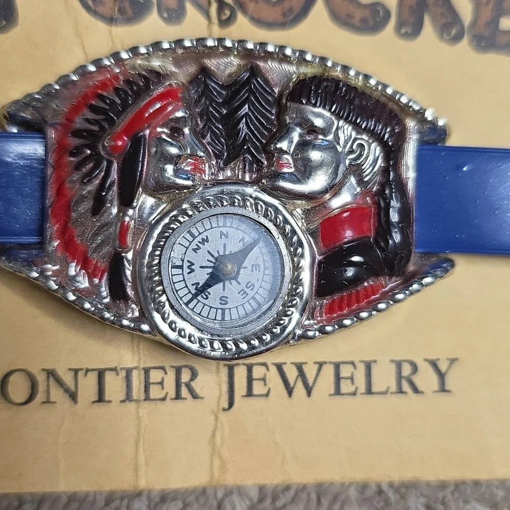 Rare 1950's Davy Crockett Blue Compass Wristwatch New on Original‎ Card